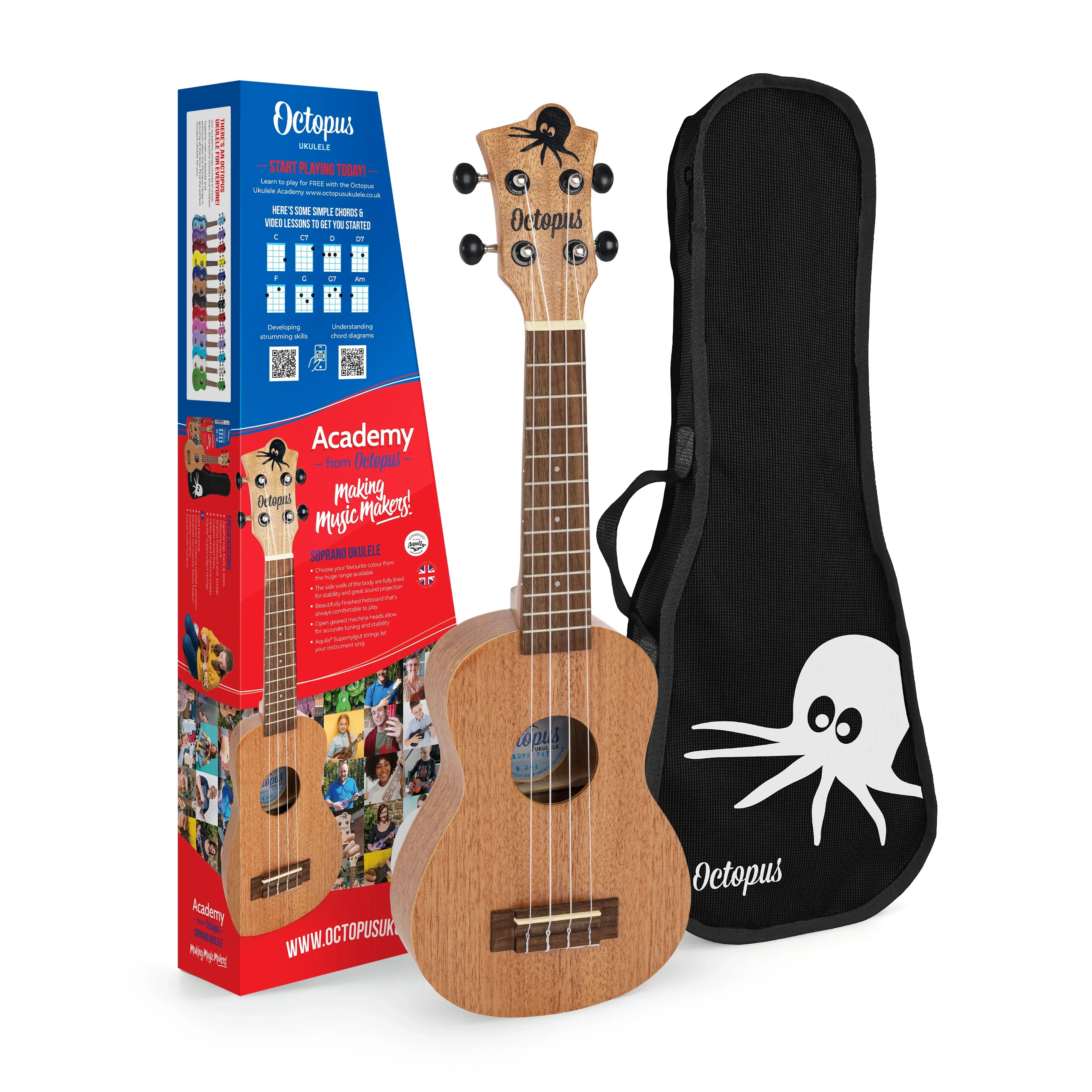 Octopus Academy Soprano Ukulele – Natural