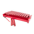 The Percussion Plus Classic Red Box Soprano Diatonic Xylophone, featuring metal bars, two red mallets, and detachable wooden feet labeled FB, is shown on a white background—ideal for classroom percussion.