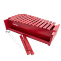 The Percussion Plus Classic Red Box Alto Diatonic Xylophone features metal sound bars, two mallets, and separate F# and Bb wooden bars—perfectly precision-tuned for classroom use.
