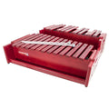 The Percussion Plus Classic Red Box Alto Xylophone (Chromatic Half Only) features red wooden bars in two rows and comes with a pair of white mallets on top, making it perfect for any classroom ensemble.