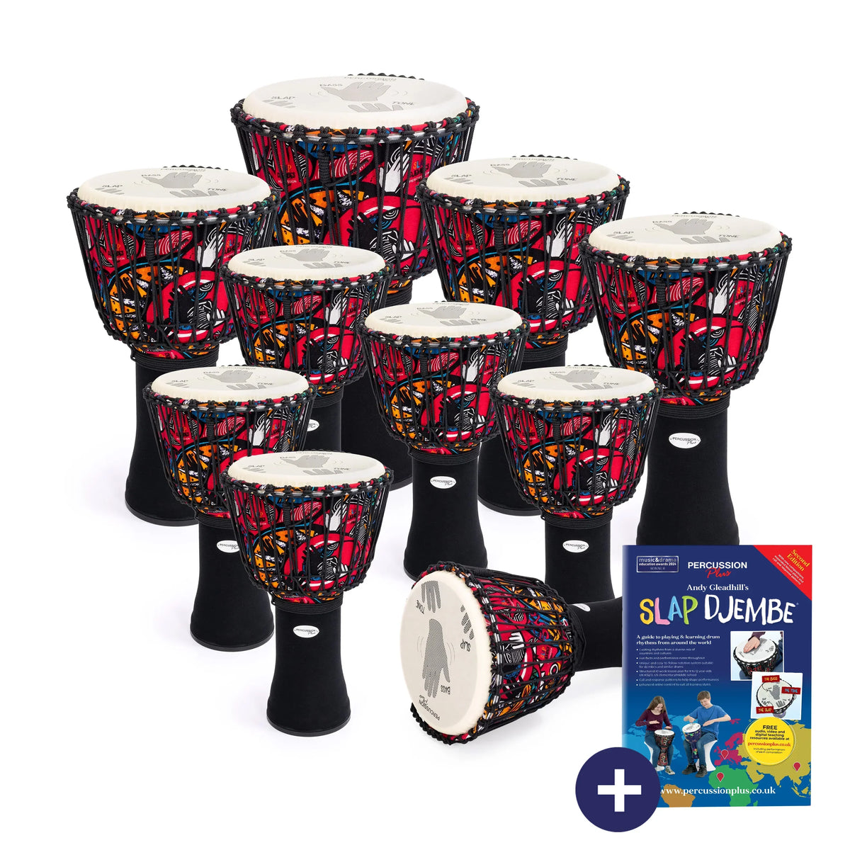 Percussion Plus Carnival Slap Djembe 10 Pack – Rope Tuned