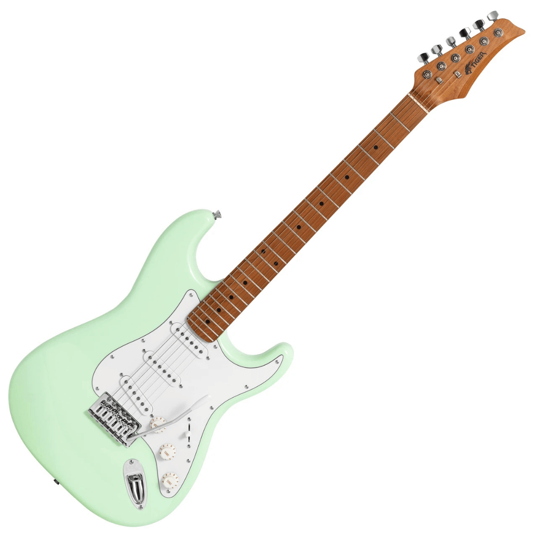 Tiger Electric Guitar (Mint Green) & Orange Crush 12 Combo Bundle