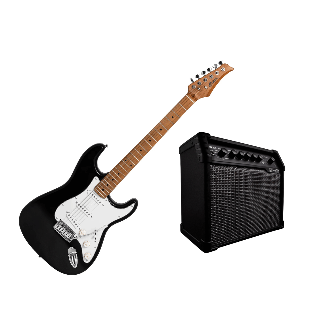 Yamaha Pacifica 012 II (Black) & Line6 Spider V20 MK II Bundle
